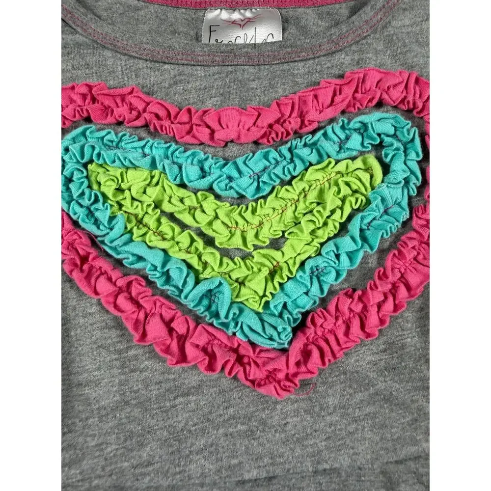 Freckles + Kitty Rainbow Heart Handkerchief Hem Dress Size 5 Girls
